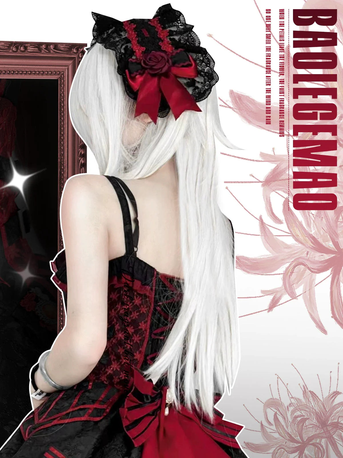 OCELOT~Gothic Lolita Headband Black Red Rose Lolita Hairband