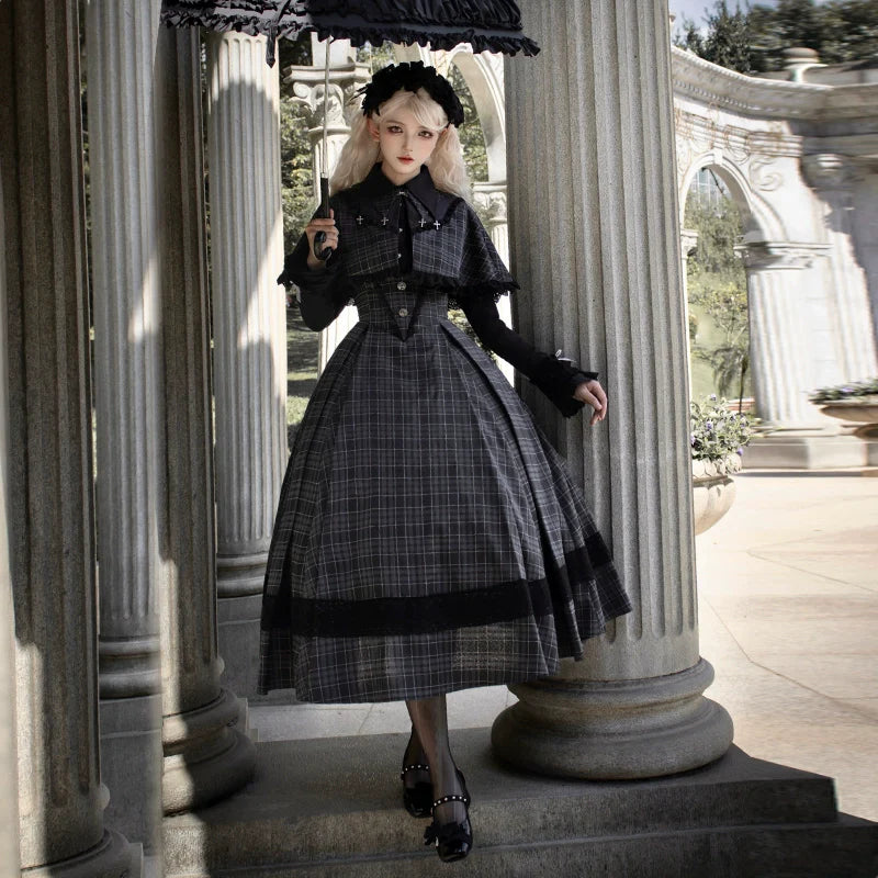 With PUJI~Ming Stationery~Gothic Lolita Bustier Dress and Shawl Set Lolita Blouse