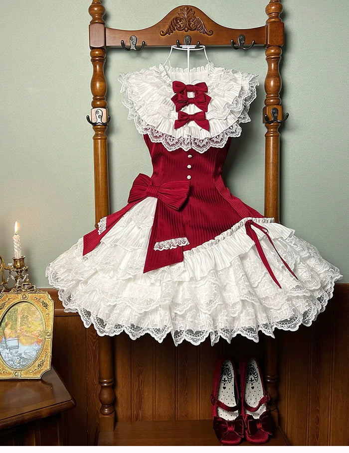 Alice Girl~Arrogant Miss~Sweet Lolita Jumper Dress with Tiered Lace Dress