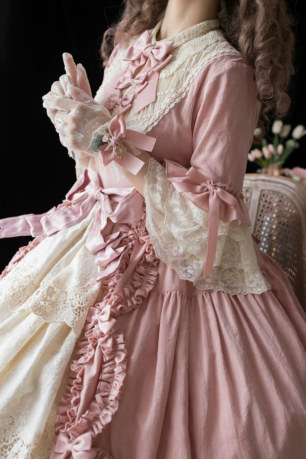 Miss Point~Lilyka Garden~Classic Lolita OP Dress Elegant Floral Wall Princess Sleeve