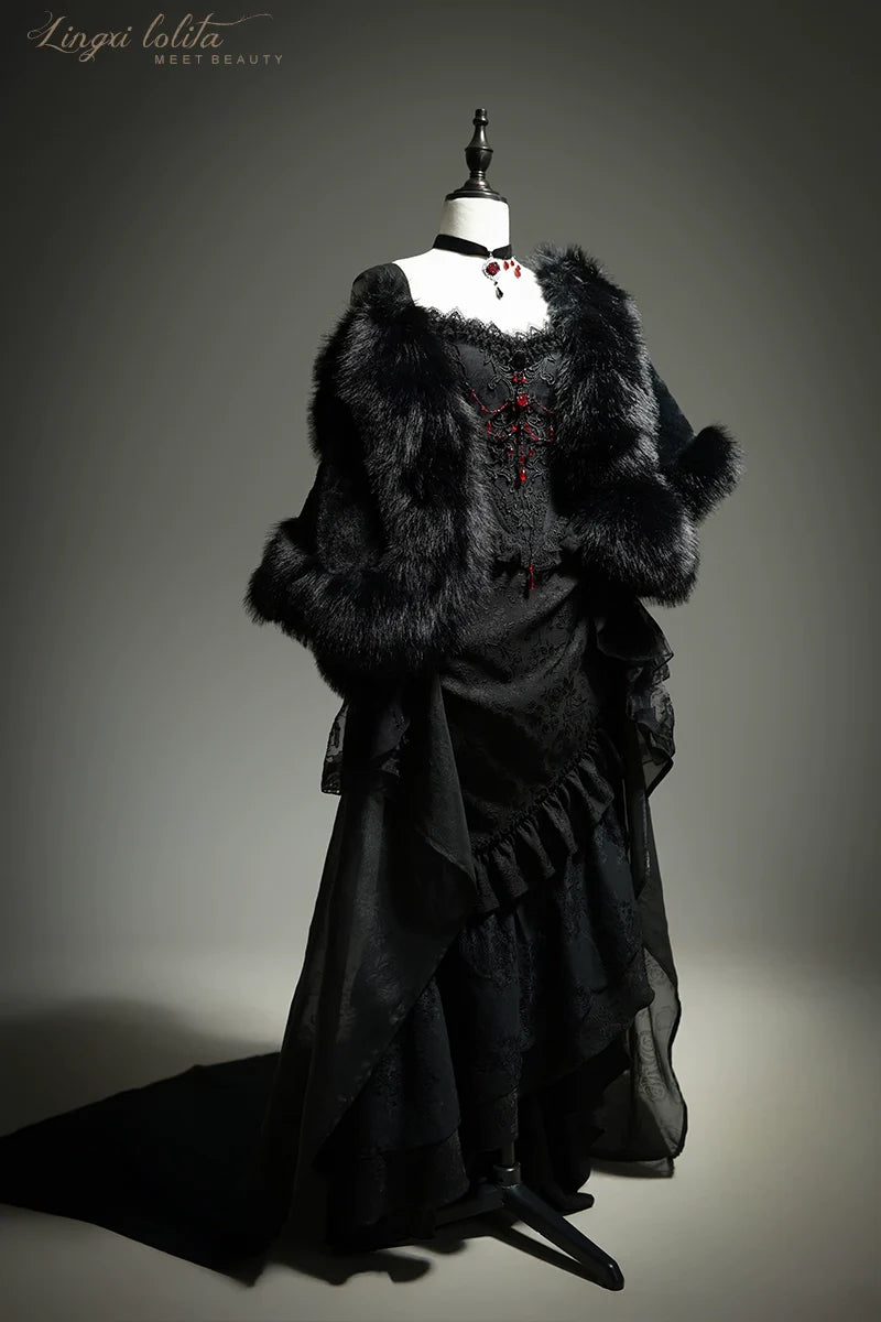 Lingxi Lolita~Lord of the Night~Gothic Lolita Skirt Suit Mermaid Skirt and Fishbone Bodice