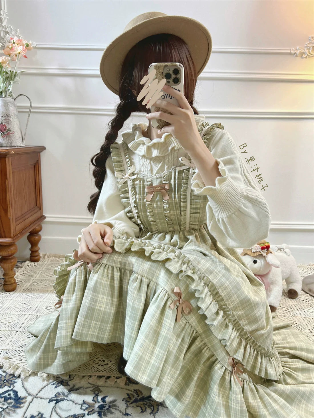 EESSILY~Green Fairy Tales~Classic Lolita Plaid JSK Plus Size Lolita Dress