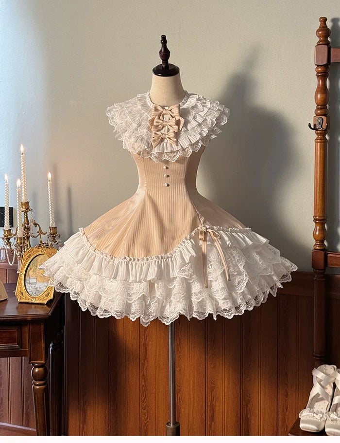 Alice Girl~Arrogant Miss~Sweet Lolita Jumper Dress with Tiered Lace Dress