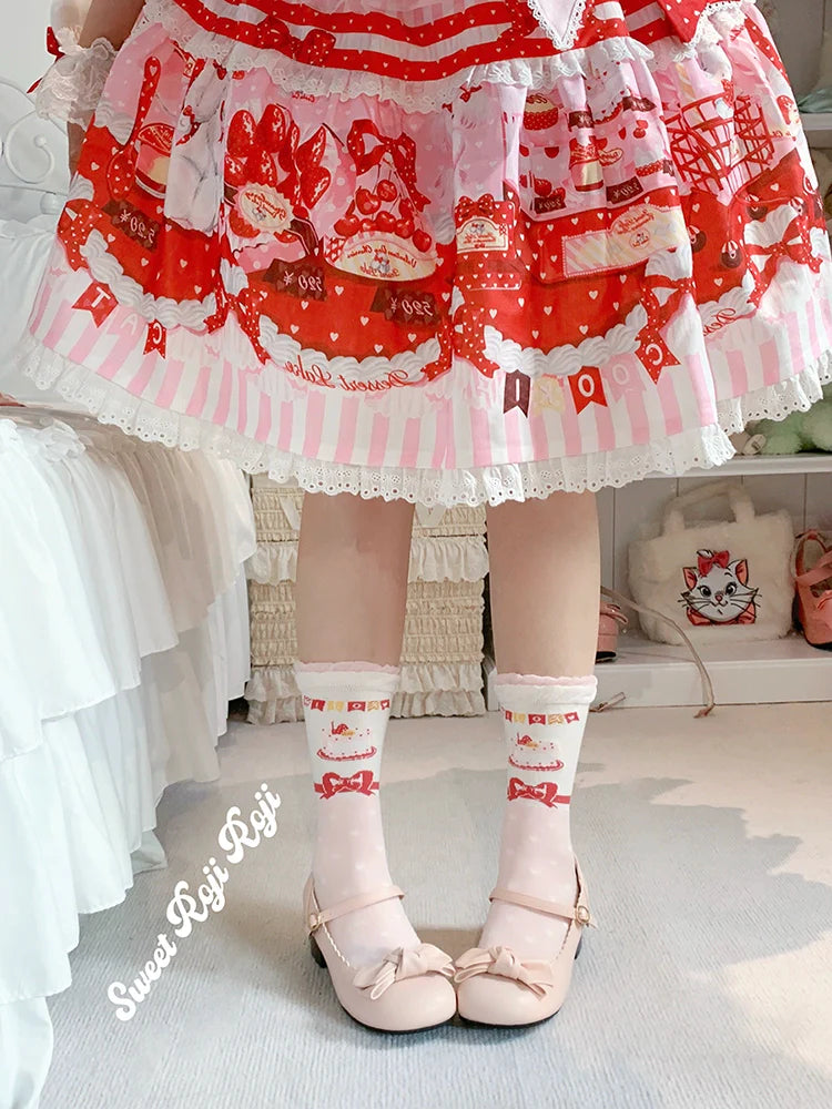 Roji Roji~Sweet Lolita Socks Cake Pattern Winter Socks