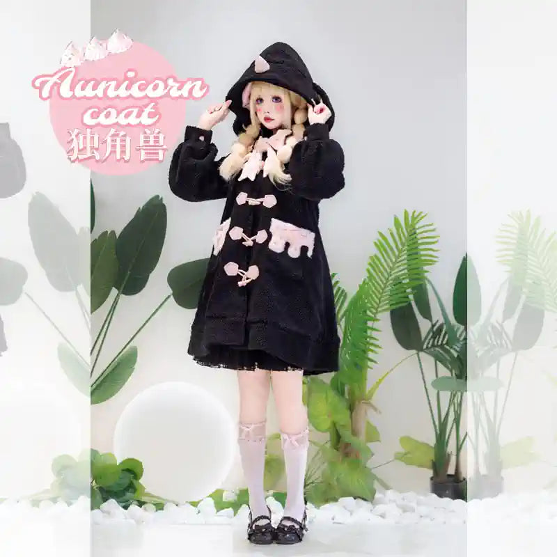 Forest Fluorescent Carps~Sweet Lolita Winter Coat Unicorn and Rabbit Ear Coat