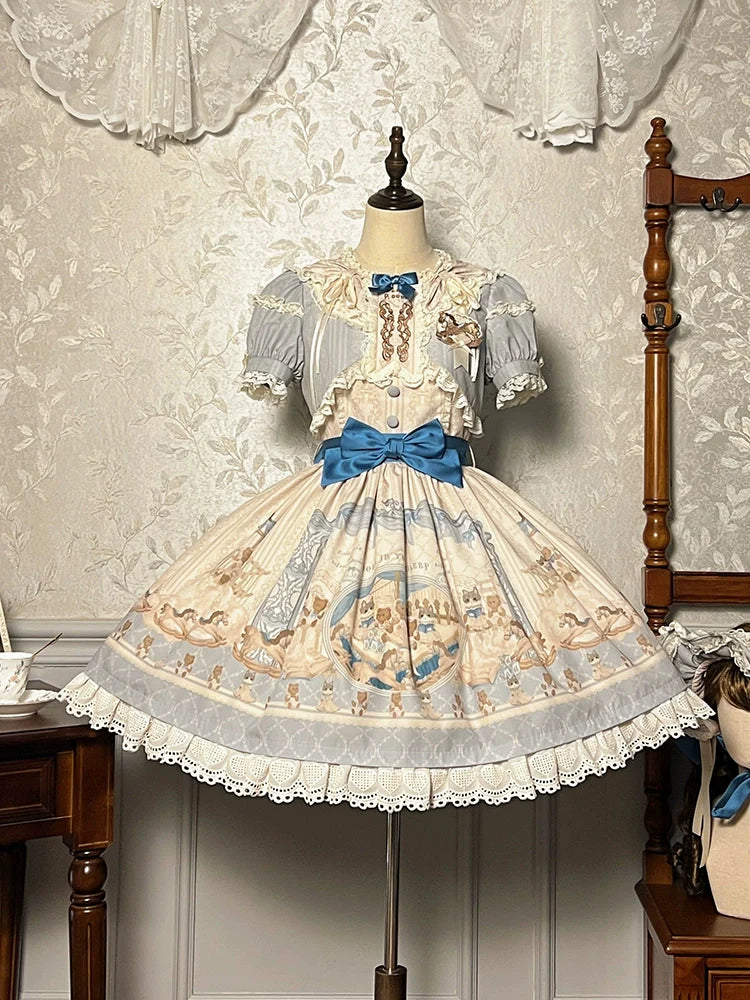 Alice Girl~Sea Salt Fairytale~Sweet Doll-like Lolita OP Animal Printed Lolita Dress