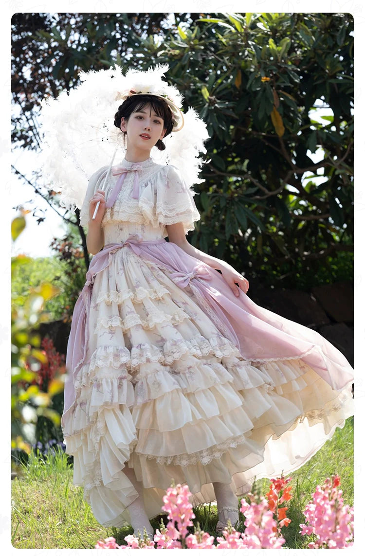 With PUJI~Nanke~Classic Lolita OP Dress Outfit with Edwardian Collar