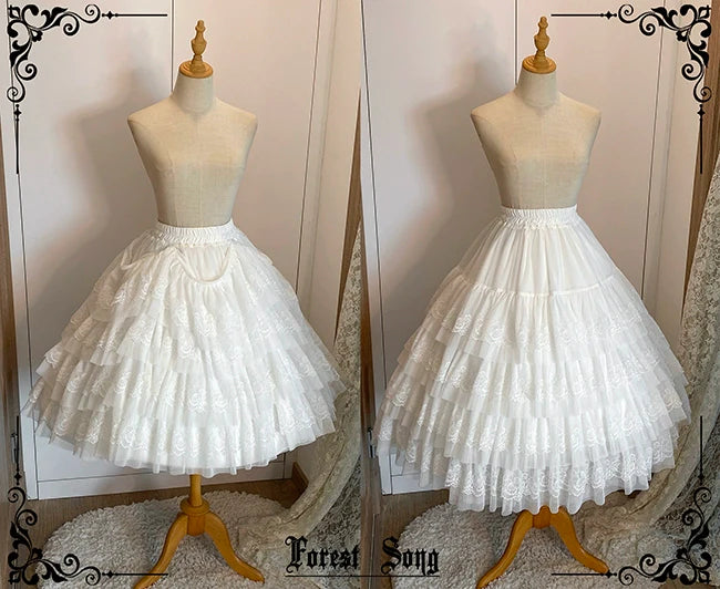 Forest Song~Star and Sea~Classic Lolita Petticoat Adjustable Tiered Ruffle Skirt