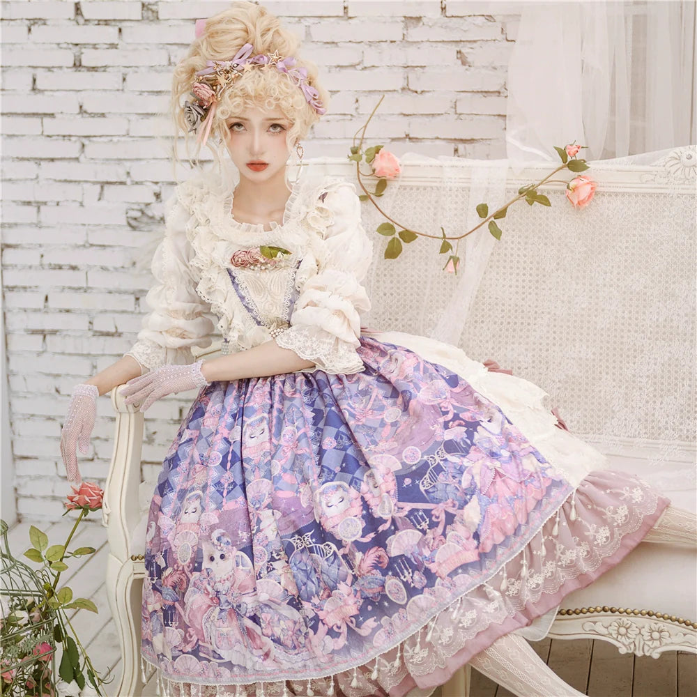 Miss Point~Elizabeth Meow~Classic Lolita Blouse Lotus Root Sleeve Lolita Shirt