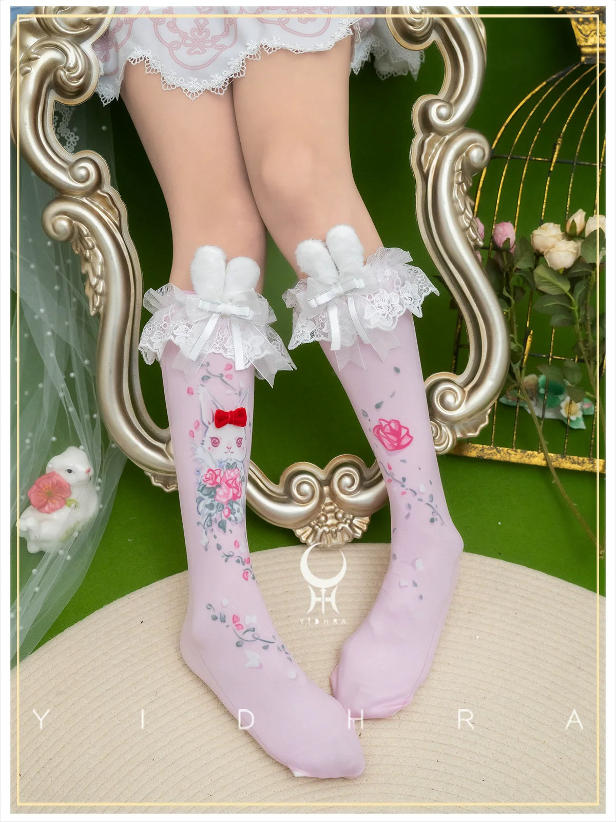 Yidhra~Animal Garden~Kawaii Lolita Calf Socks Cat Rabbit Print Stockings