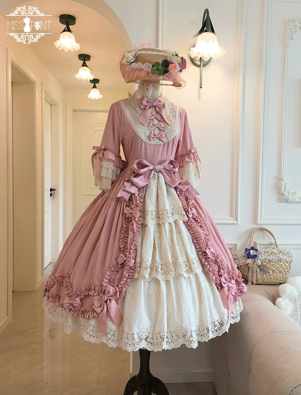 Miss Point~Lilyka Garden~Classic Lolita OP Dress Elegant Floral Wall Princess Sleeve