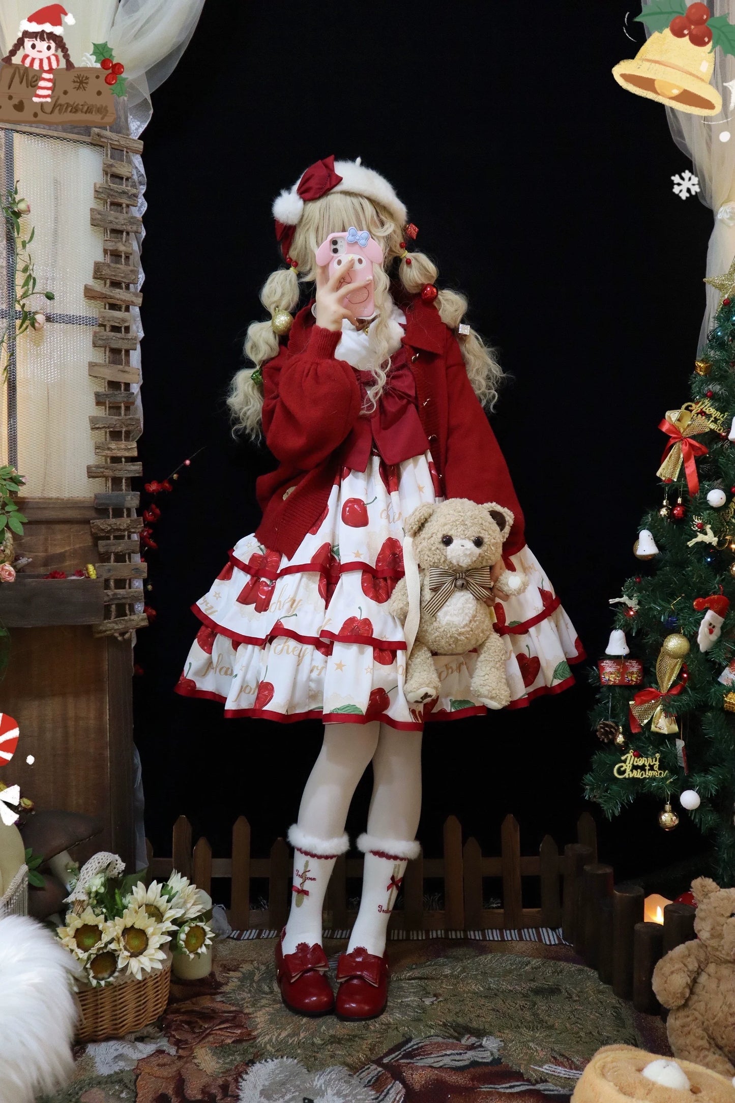 Polaris Lolita~Cherry Crown~Sweet Lolita JSK Three-tiered Dress