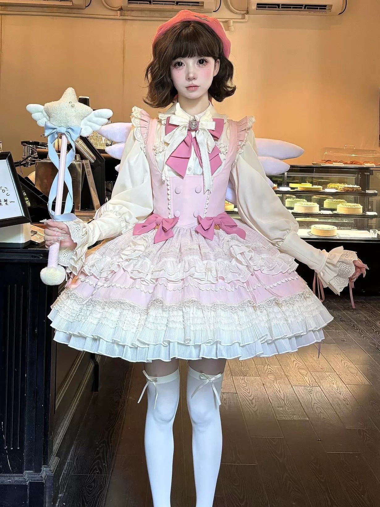 Sakurahime~Cupid Overture~Sweet Pink Lolita Jumper Dress Bust-Supporting JSK