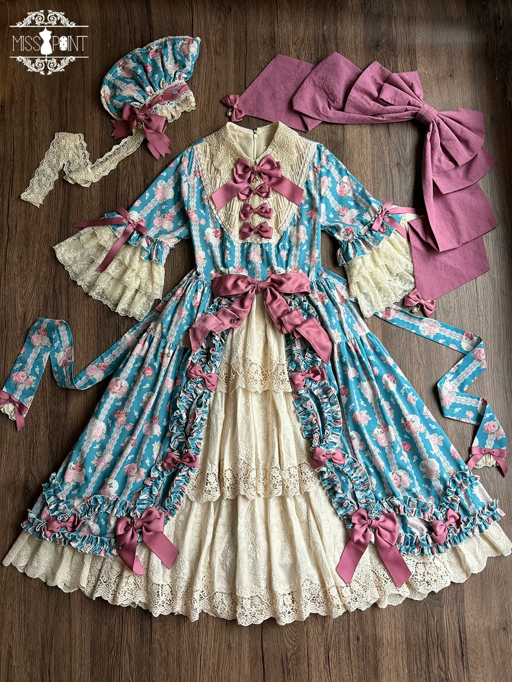 Miss Point~Lilyka Garden~Classic Lolita OP Dress Elegant Floral Wall Princess Sleeve