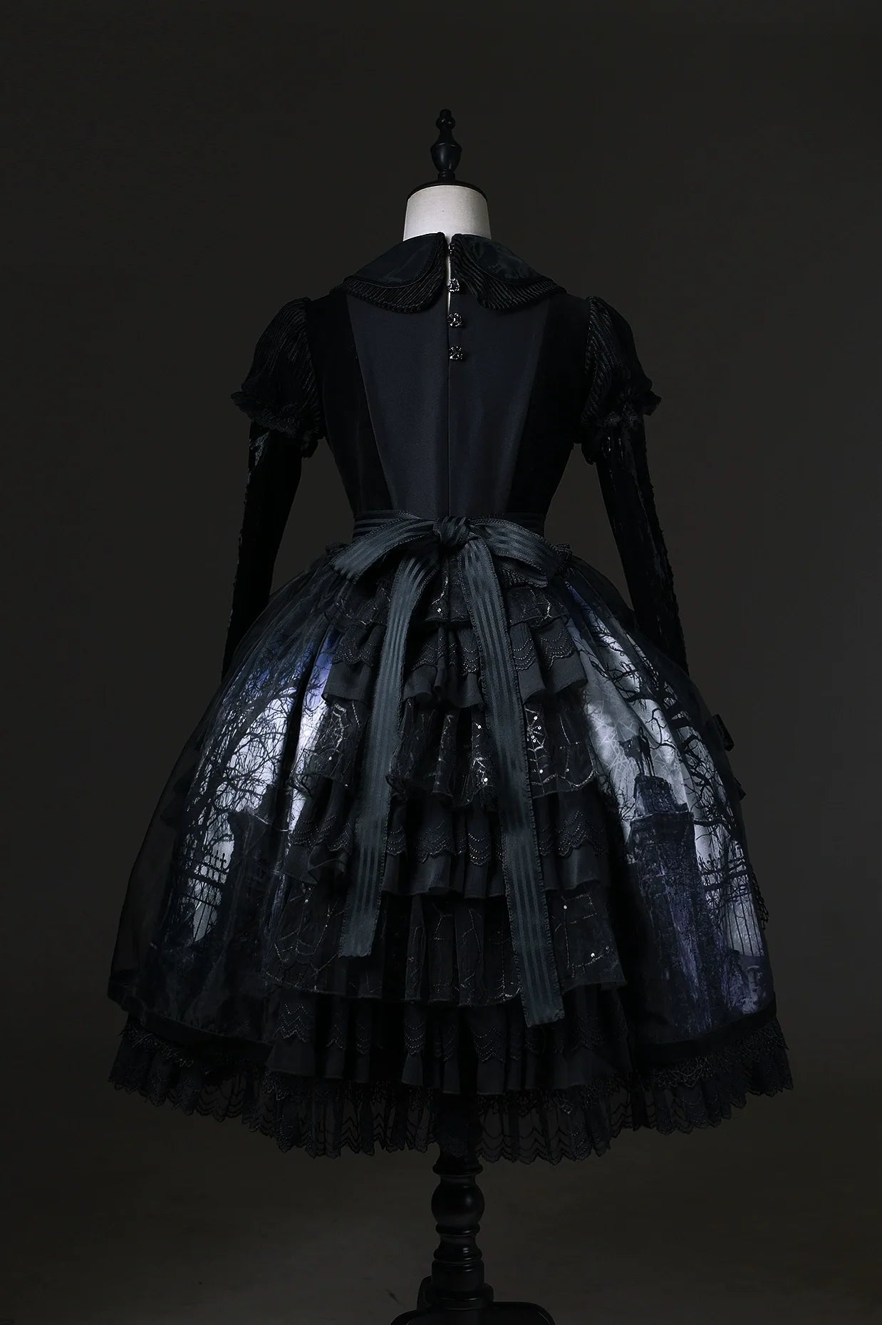 LilithHouse~Horror House~Gothic Lolita OP Set with Cape and Castle Print
