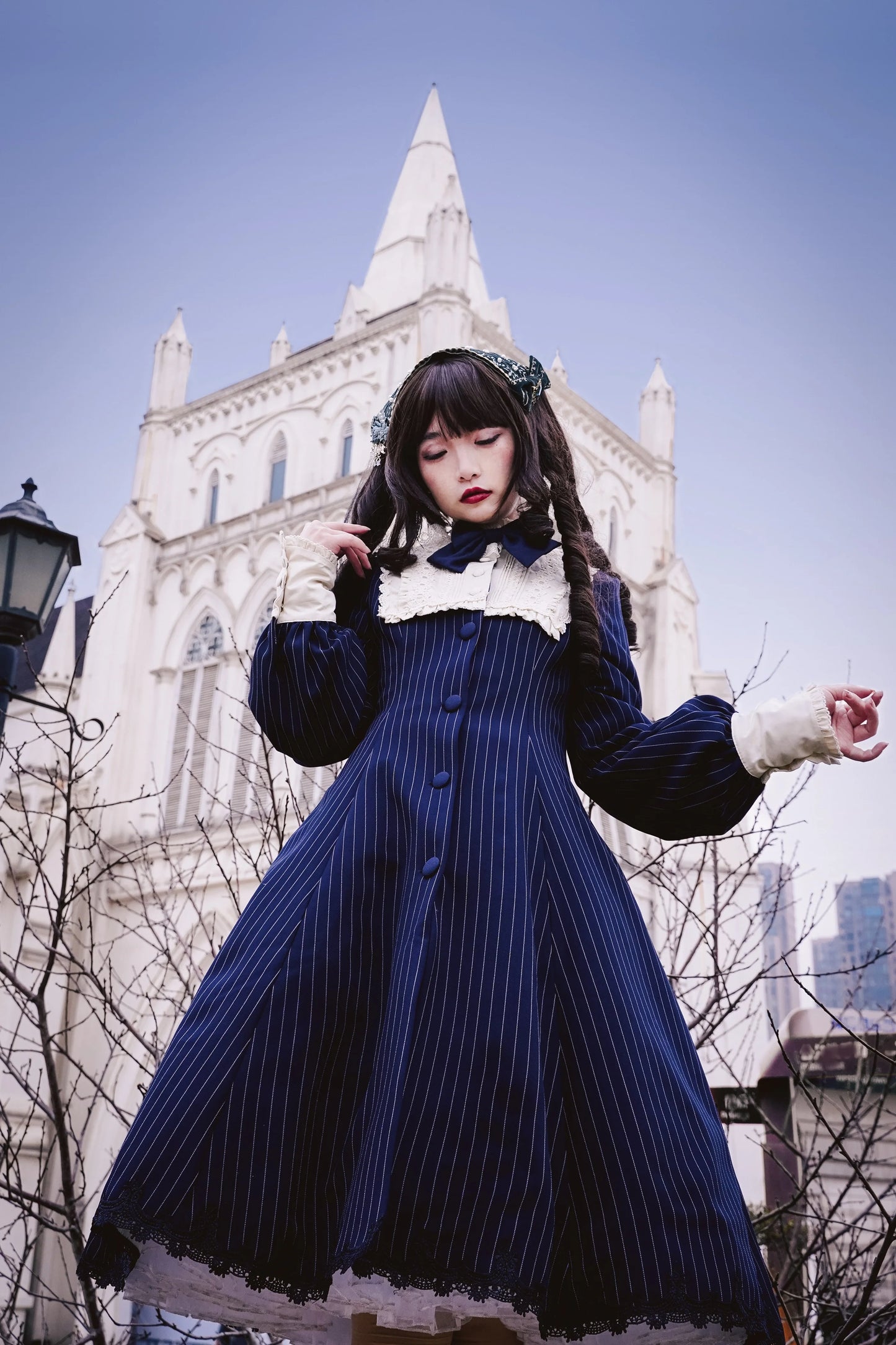 Strawberry Witch~Daily Lolita Coat Sherlock Style Lolita Coat Striped OP