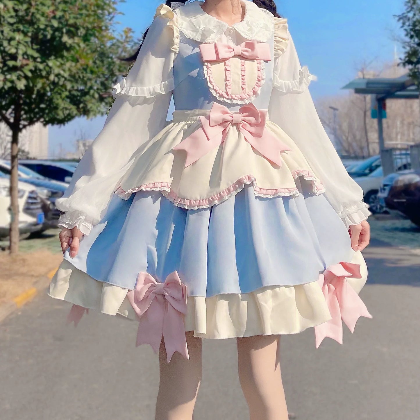 DMFS Lolita~Sweet Lolita Blouse Double-layered Puff Sleeves Lolita Shirt