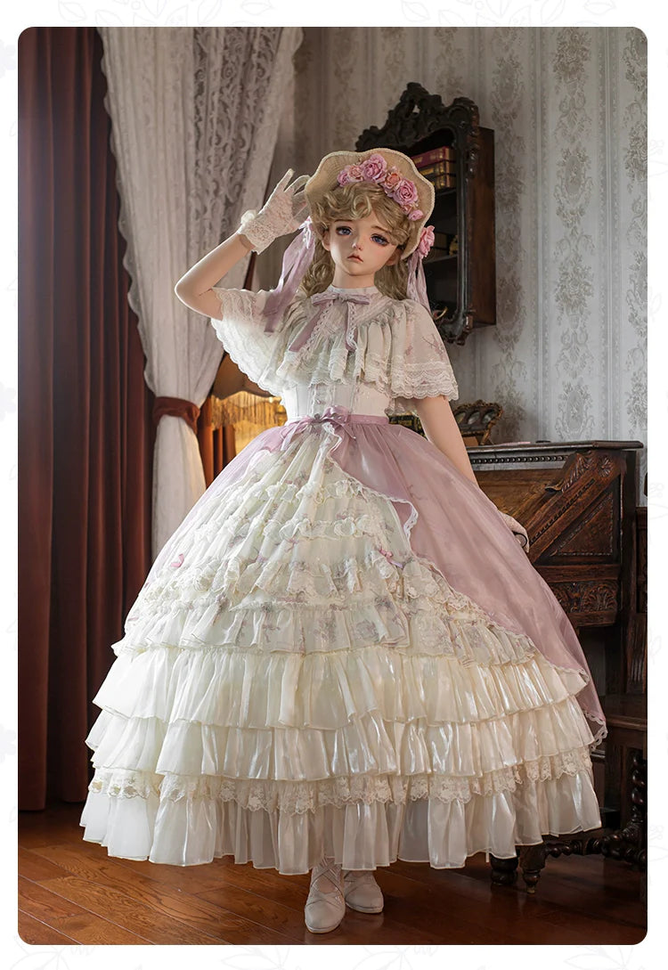 With PUJI~Nanke~Classic Lolita OP Dress Outfit with Edwardian Collar