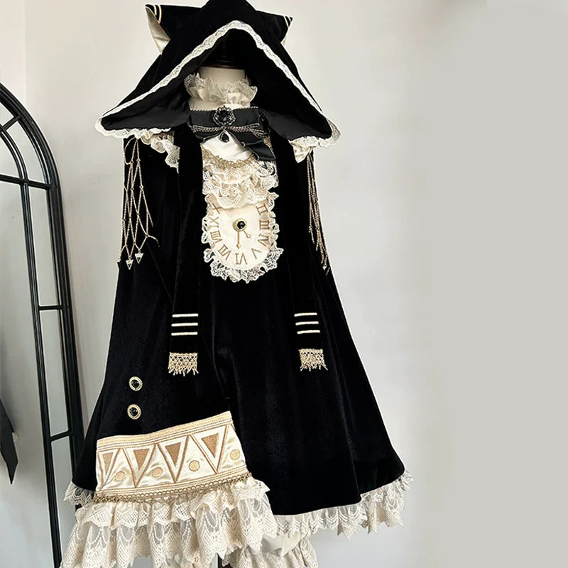 LizBird~Reincarnated Clock~Vintage Lolita OP Dress Set Lolita Bloomers
