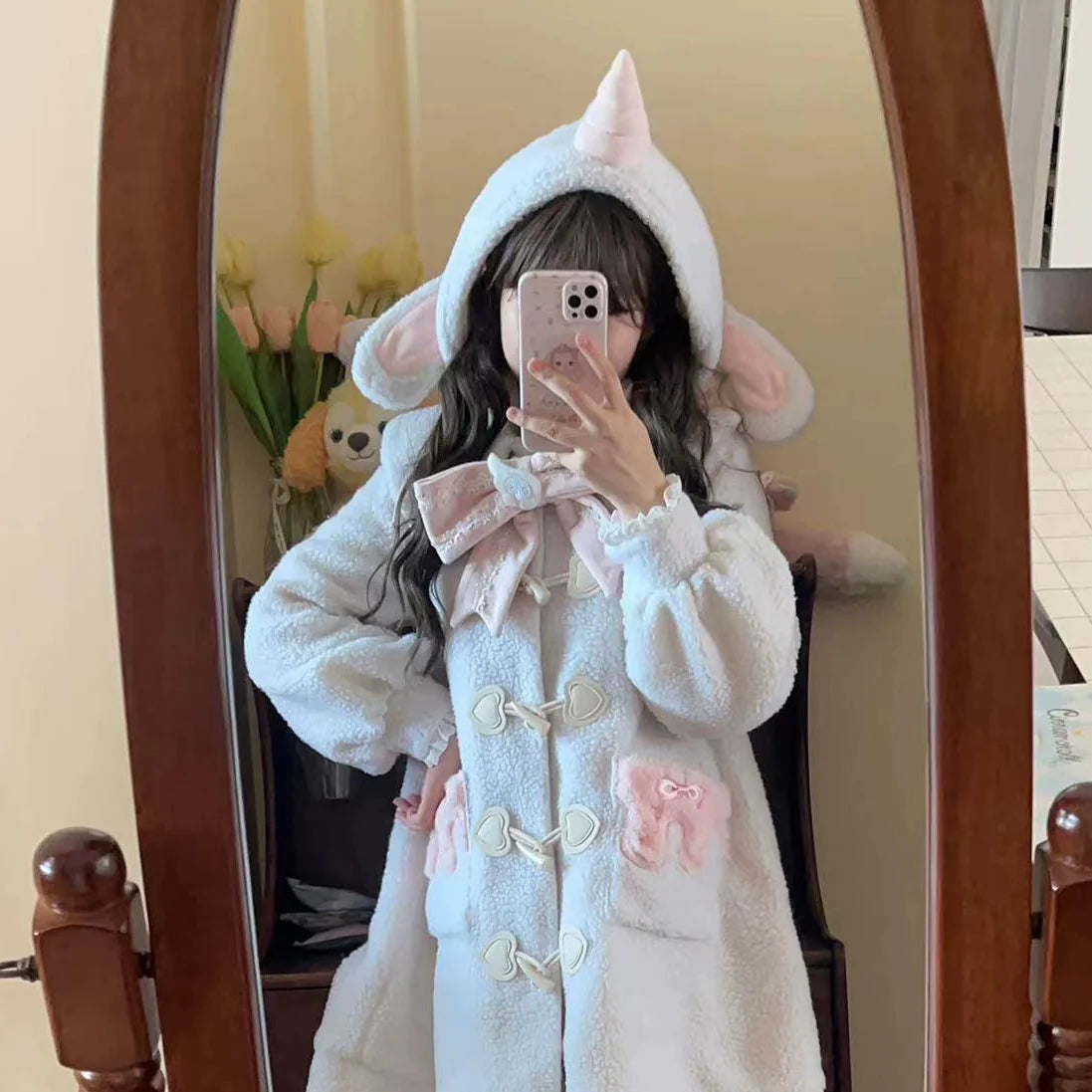 Forest Fluorescent Carps~Sweet Lolita Winter Coat Unicorn and Rabbit Ear Coat