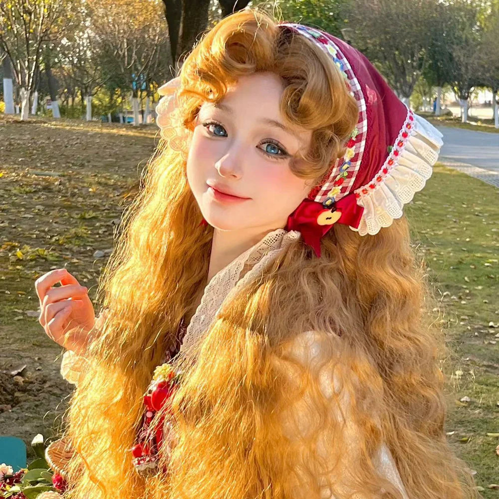 Mabuxi~Princess Diary~Golden Brown Lolita Wig Sheep Curls Long Romantic Wig