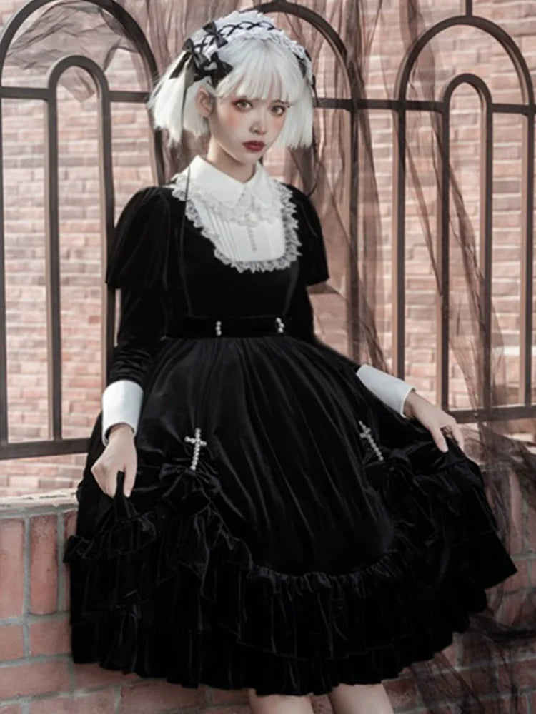 Sweet Date~Halloween Gothic Lolita OP Dress Princess Winter Dress