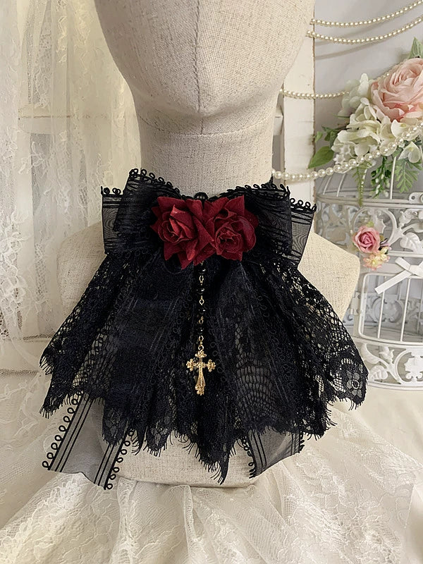 Sweet Jelly Lolita~Black Gothic Lolita Necklace Lace Lolita Brooch