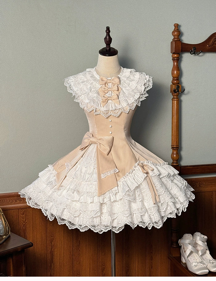Alice Girl~Arrogant Miss~Sweet Lolita Jumper Dress with Tiered Lace Dress