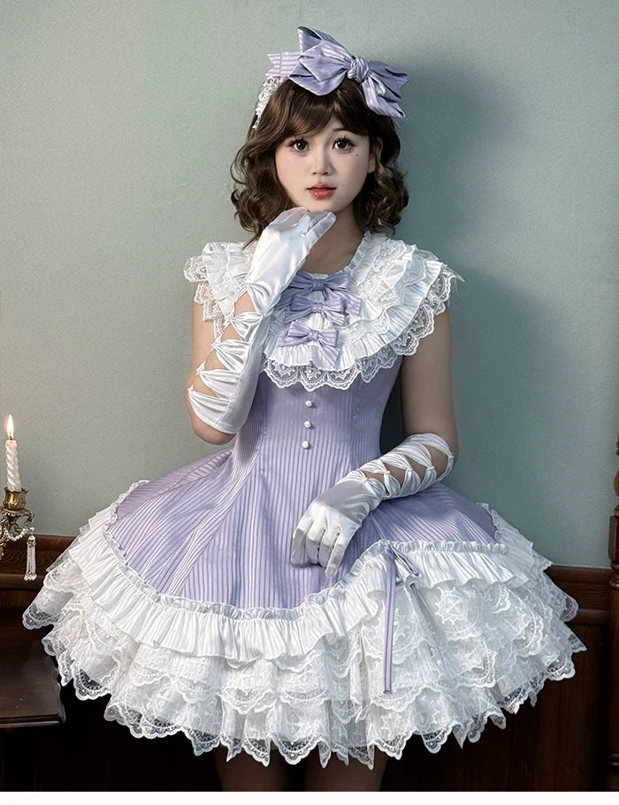 Alice Girl~Arrogant Miss~Sweet Lolita Jumper Dress with Tiered Lace Dress