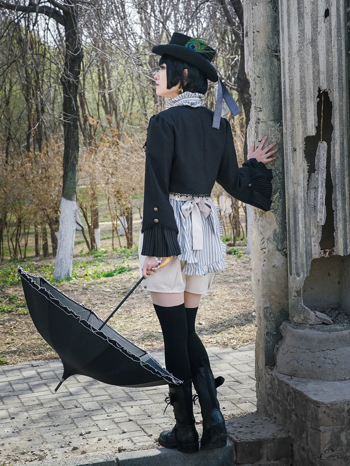 (BFM)Mr. Yi's Steam Continent~Gothic Lolita Cardigan Long Sleeve Black Short Jacket