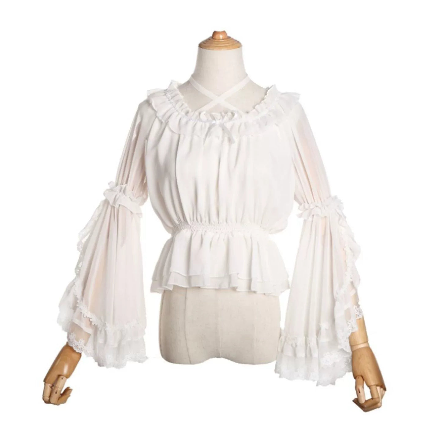 Motadalu~Classic Lolita Shirt Lace Princess Sleeves Chiffon Lolita Blouse