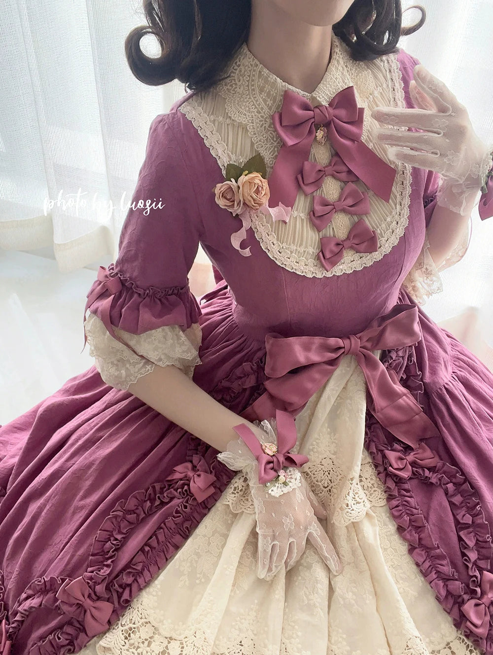 Miss Point~Lilyka Garden~Classic Lolita OP Dress Elegant Floral Wall Princess Sleeve