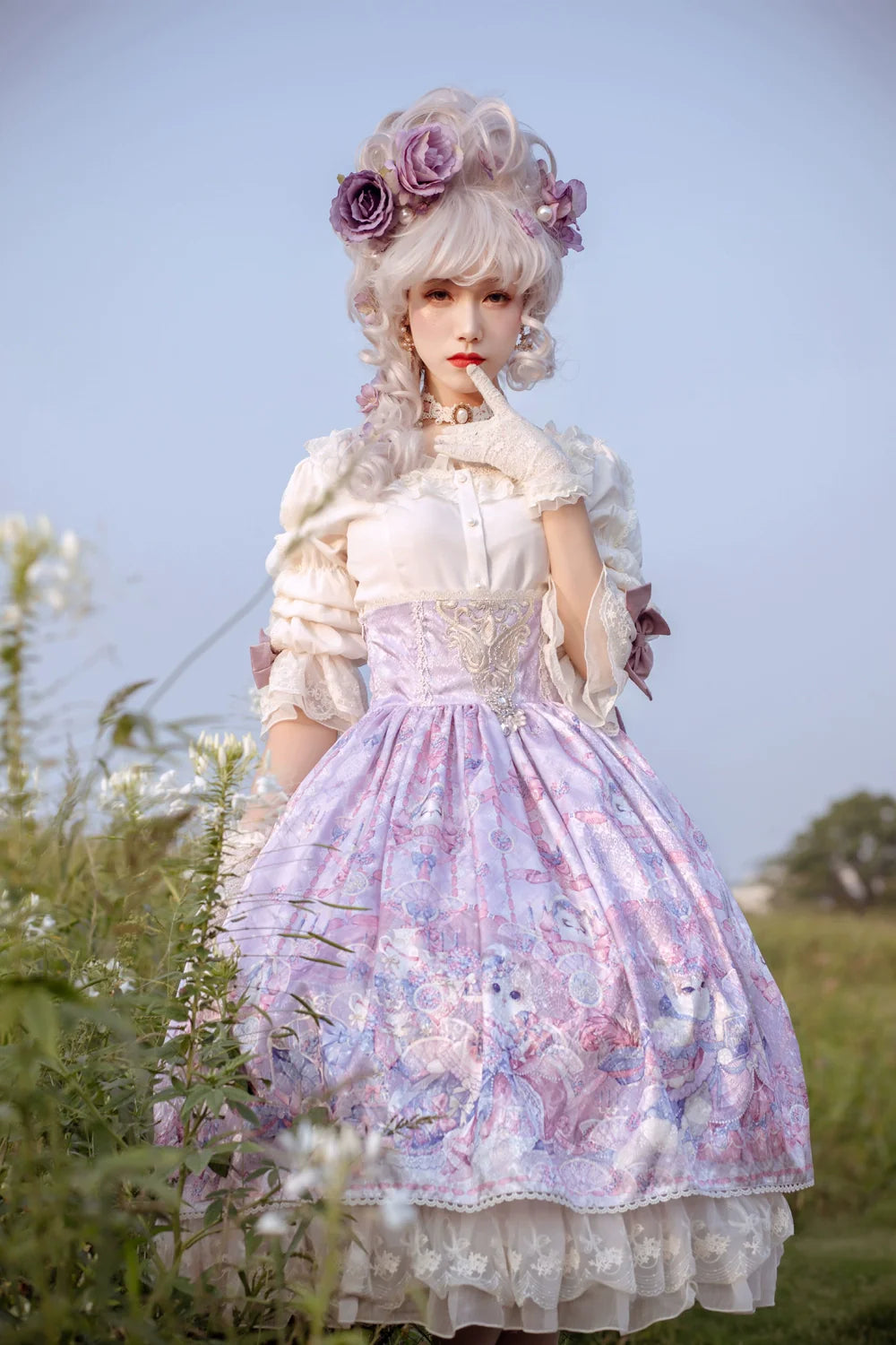 Miss Point~Elizabeth Meow~Classic Lolita Blouse Lotus Root Sleeve Lolita Shirt
