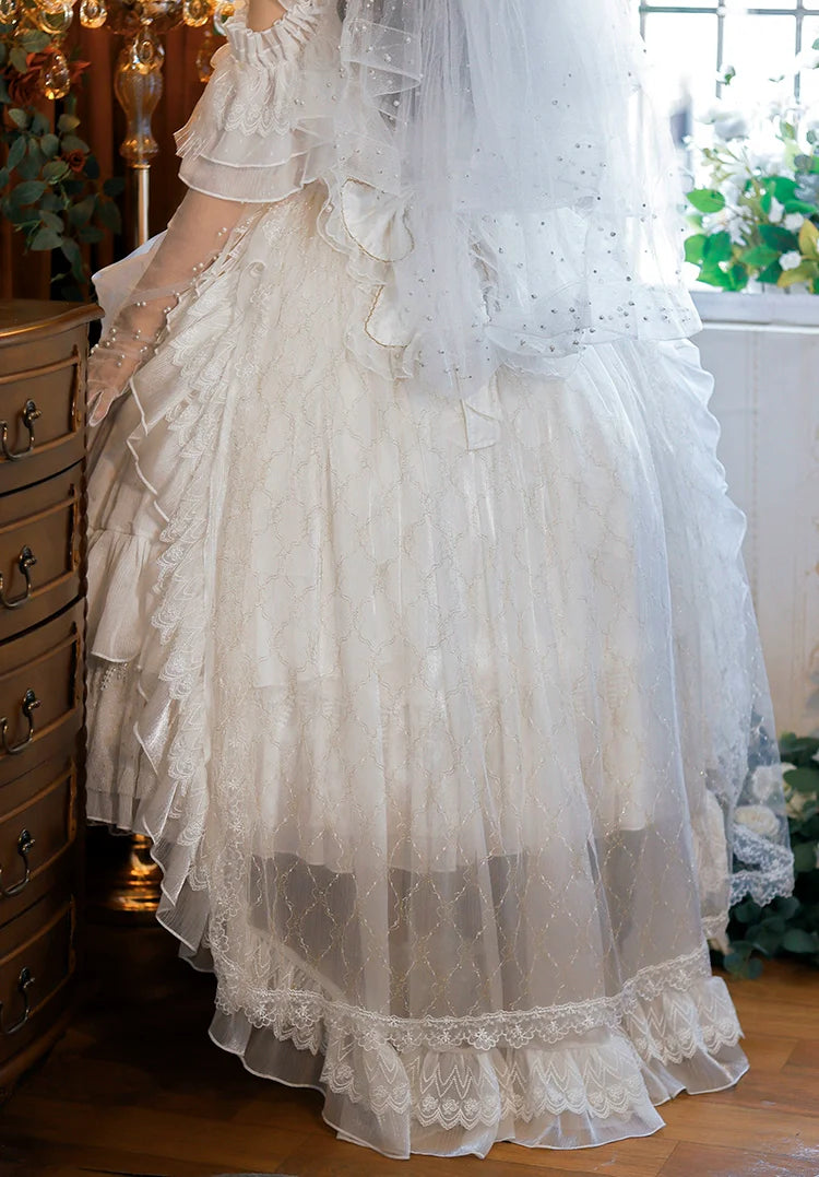 One Night~Dolores~Wedding White Lolita Dress Princess Bridal OP