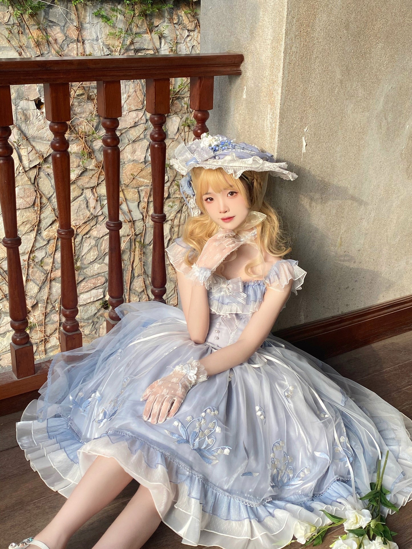 Mieye~Elegant Lolita JSK Flounce Hemline Multicolors