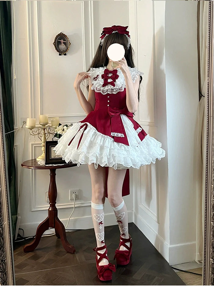 Alice Girl~Arrogant Miss~Sweet Lolita Jumper Dress with Tiered Lace Dress