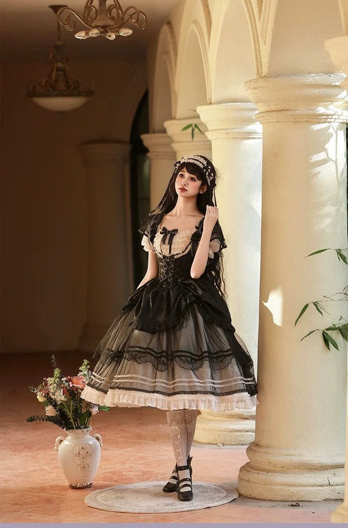 Alice girl~Yesterday Morning Mist~Classic Lolita JSK Elegant Low-cut Lolita Dress