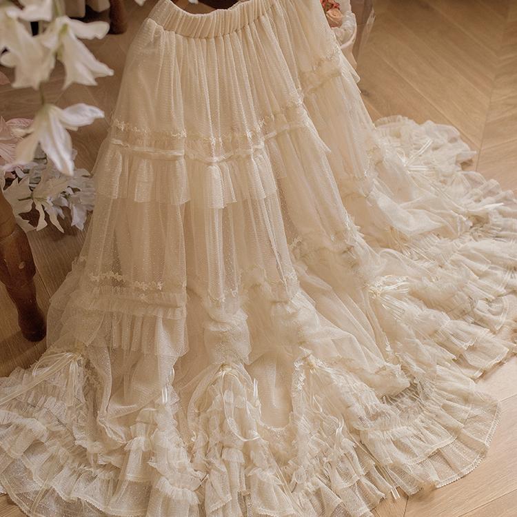 ThinkFly~Pleated Heart~Elegant Lolita Petticoat with Dotted Gauze Hem