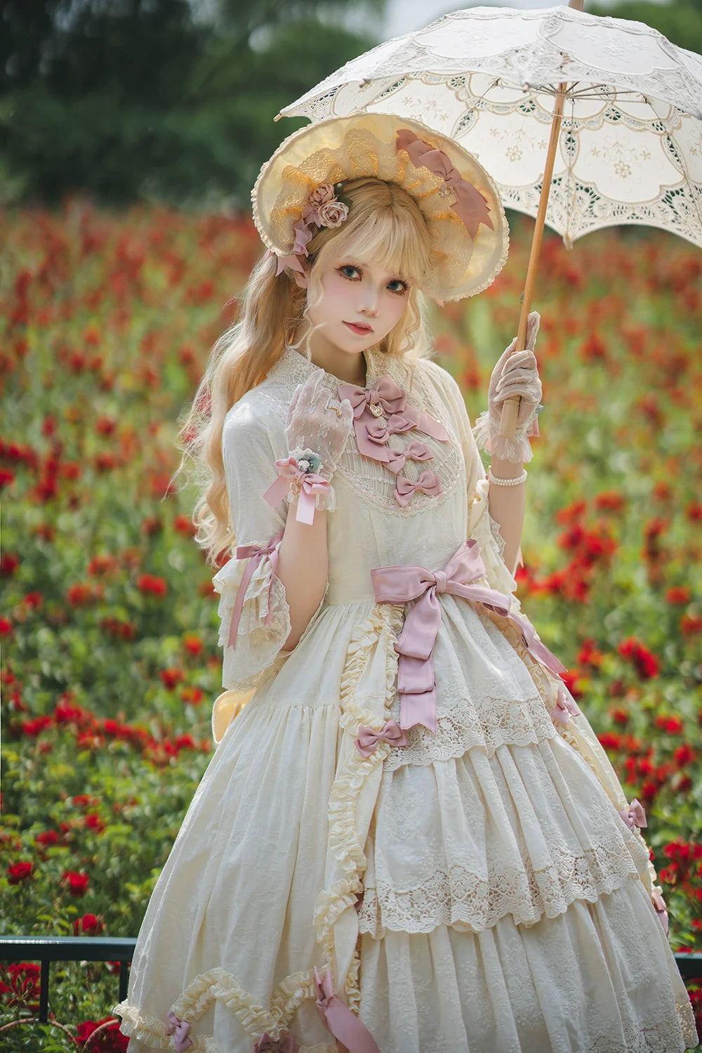 Miss Point~Lilyka Garden~Classic Lolita OP Dress Elegant Floral Wall Princess Sleeve