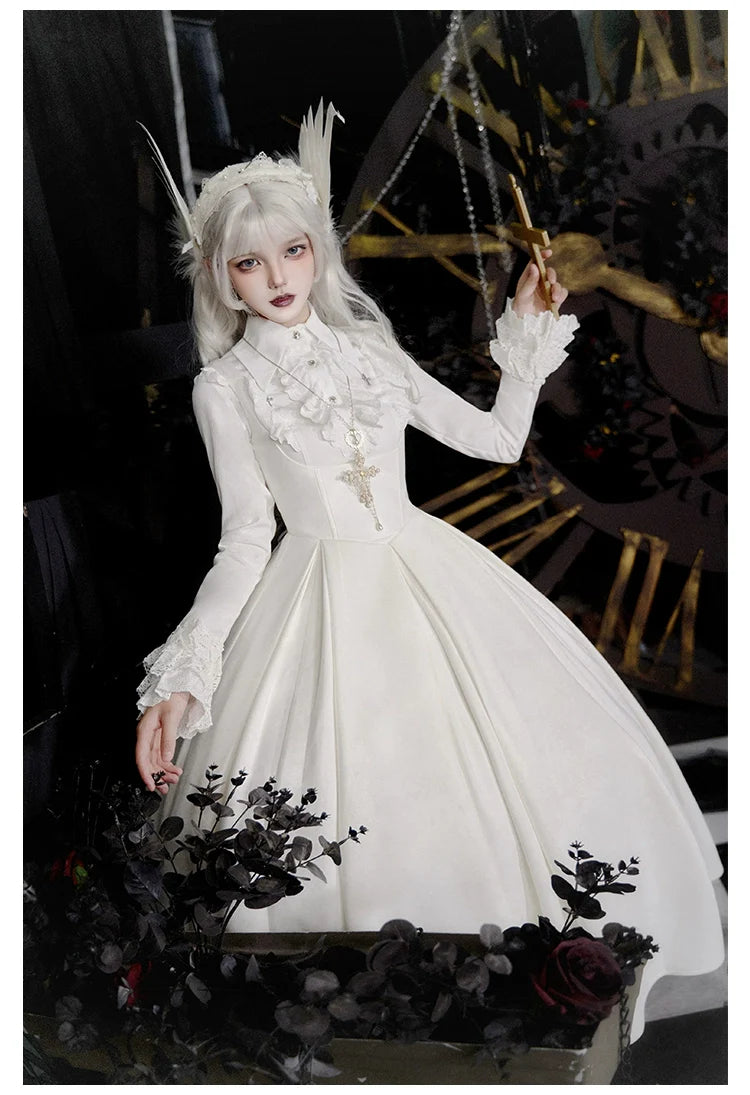 With PUJI~Enigmatic Night Poem~Halloween Gothic Lolita Fishbone Bustier Dress Embroidered Coat