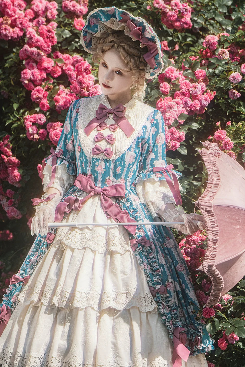 Miss Point~Lilyka Garden~Classic Lolita OP Dress Elegant Floral Wall Princess Sleeve