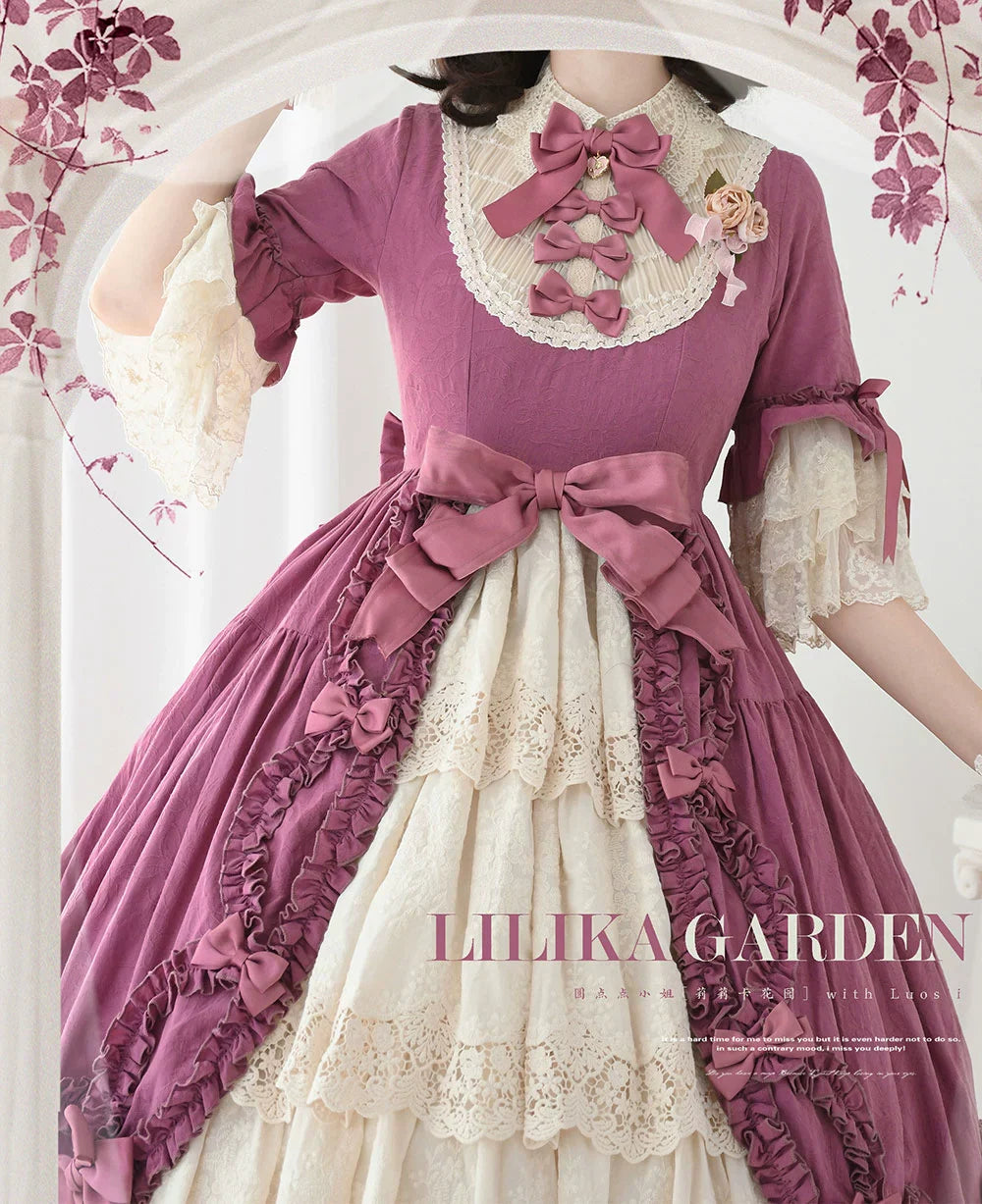 Miss Point~Lilyka Garden~Classic Lolita OP Dress Elegant Floral Wall Princess Sleeve