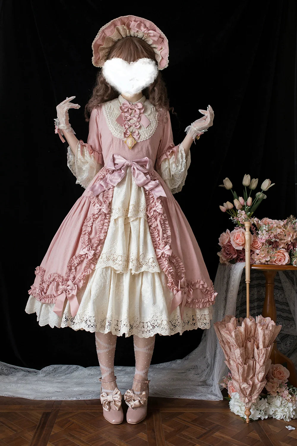 Miss Point~Lilyka Garden~Classic Lolita OP Dress Elegant Floral Wall Princess Sleeve
