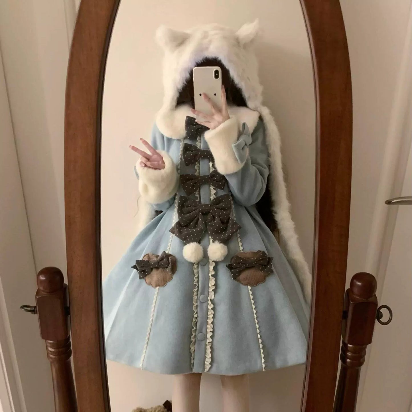 Sakurahime~Sweet Cookie~Sweet Lolita Coat Detachable Cape Pastel Outwear