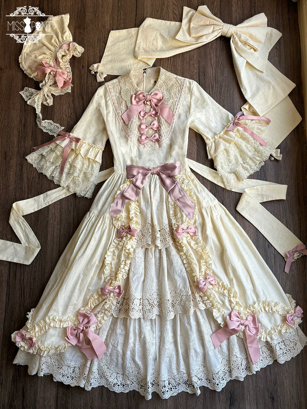 Miss Point~Lilyka Garden~Classic Lolita OP Dress Elegant Floral Wall Princess Sleeve
