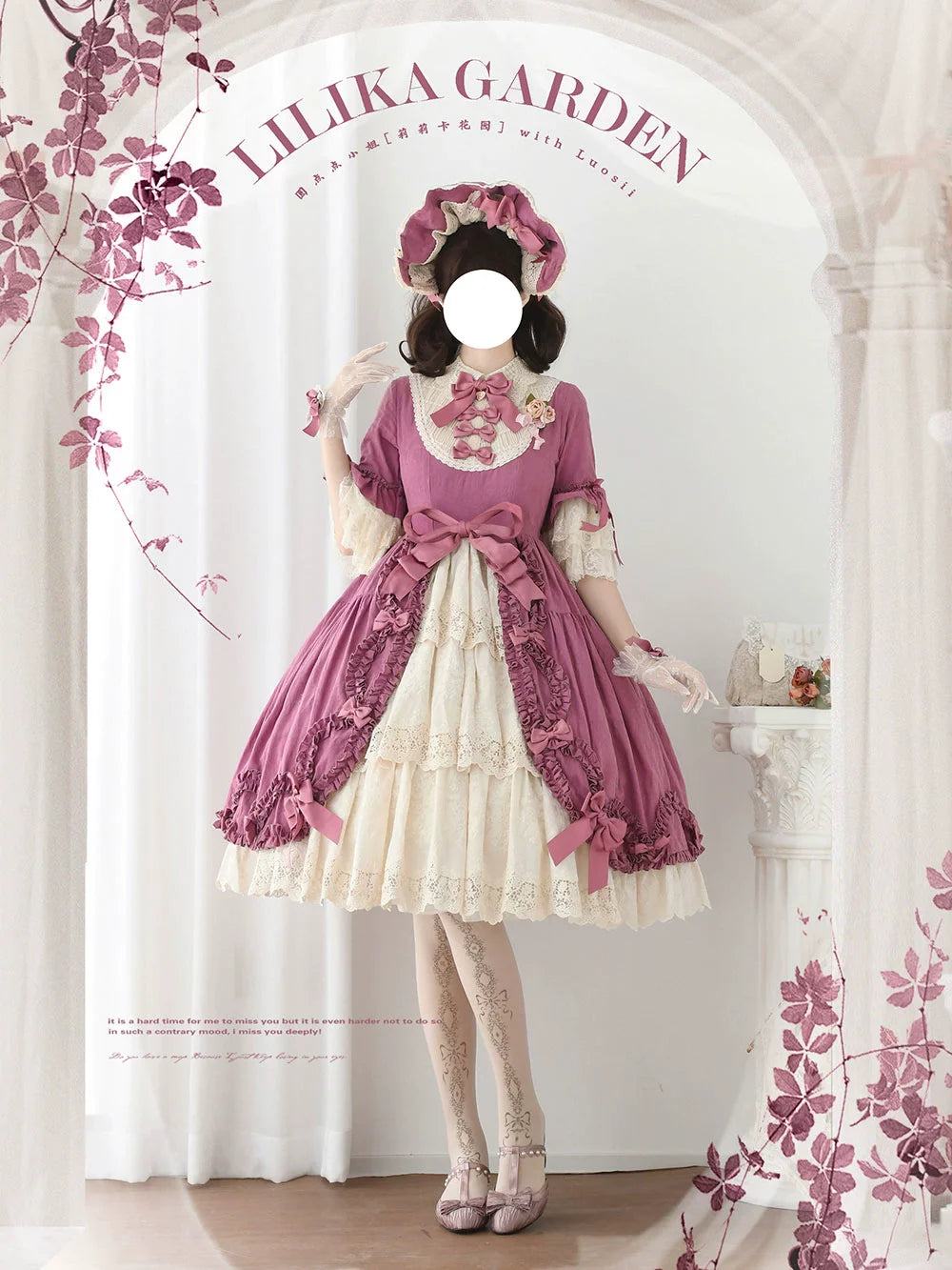 Miss Point~Lilyka Garden~Classic Lolita OP Dress Elegant Floral Wall Princess Sleeve