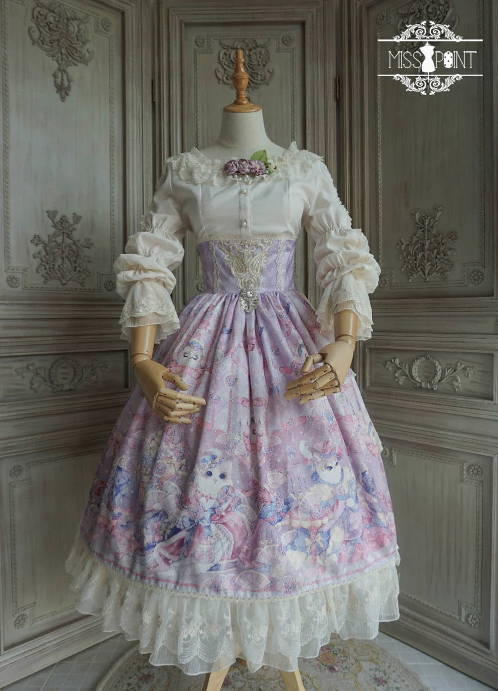 Miss Point~Elizabeth Meow~Classic Lolita Blouse Lotus Root Sleeve Lolita Shirt