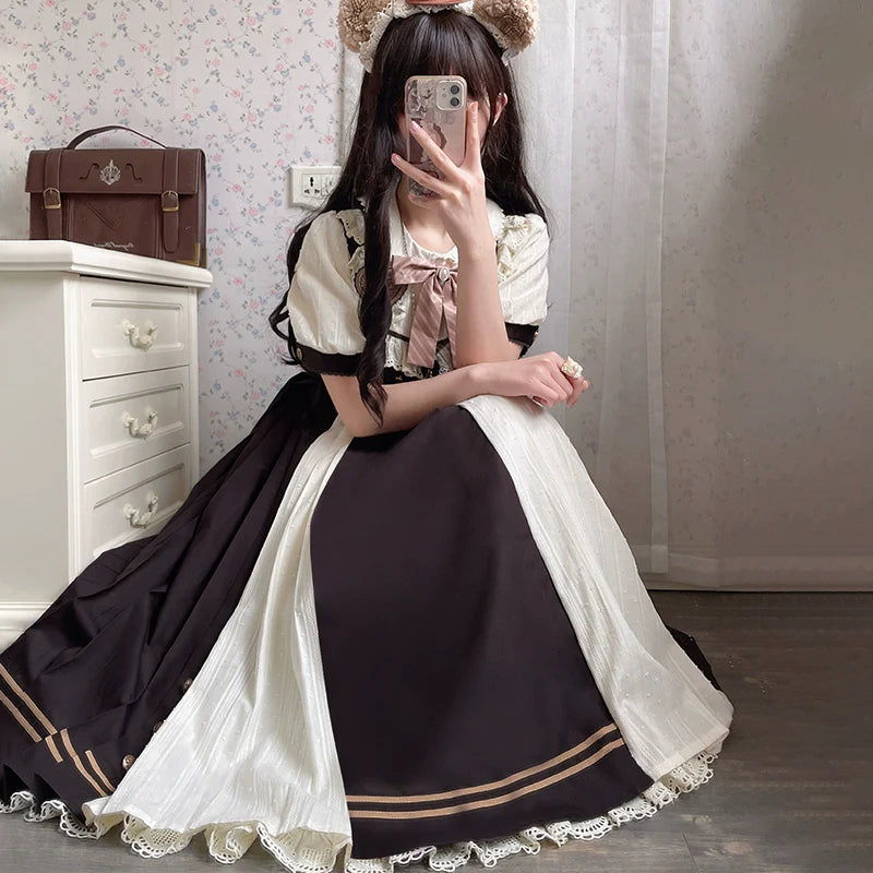 Letters from Unknown Star~Chocolate Workshop~Elegant Lolita OP Daily Short Sleeve Dress