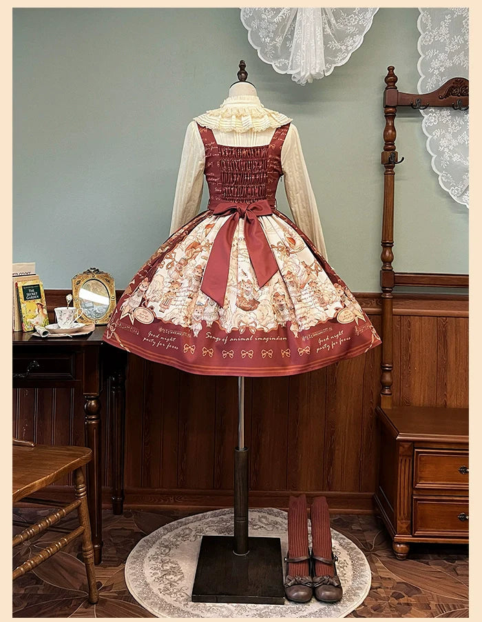 Alice Girl~Fox Band~Sweet Lolita Shirt with Bow Jabot