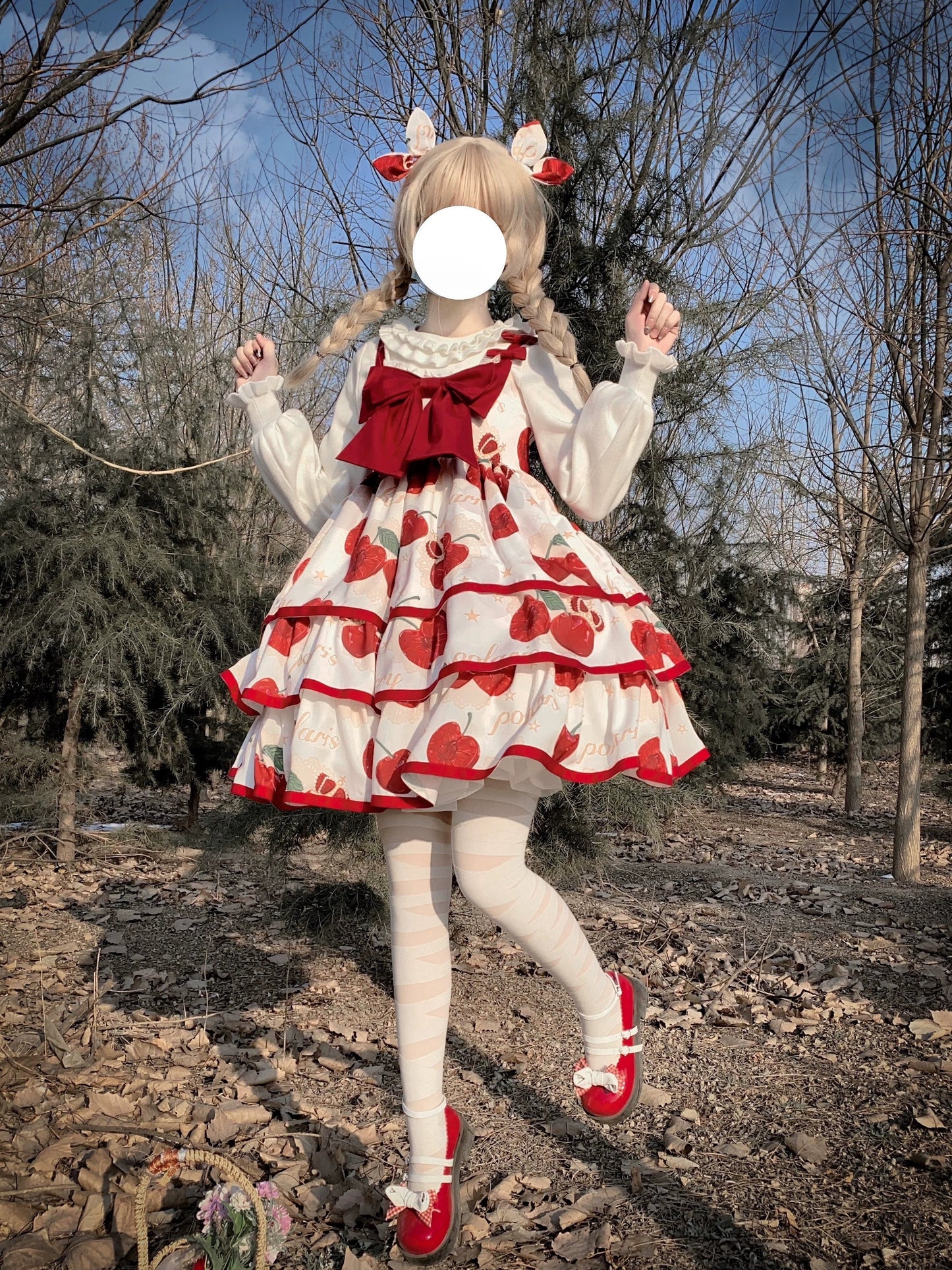 Polaris Lolita~Cherry Crown~Sweet Lolita JSK Three-tiered Dress